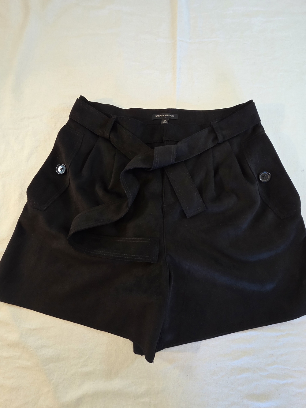 Banana Republic Black Faux Suede High-Rise Belted Women's Shorts